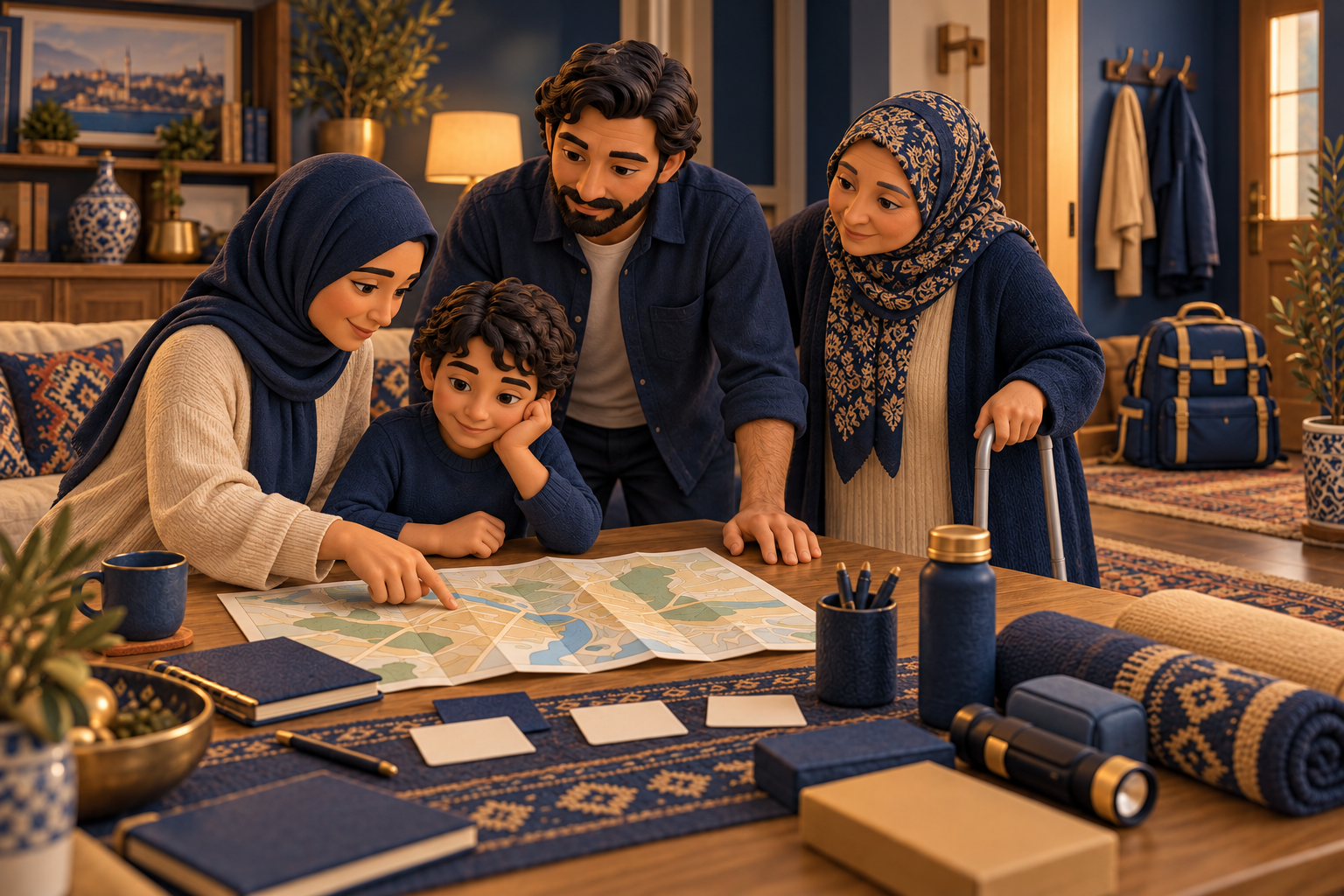 Custom illustration of a family planning preparedness together