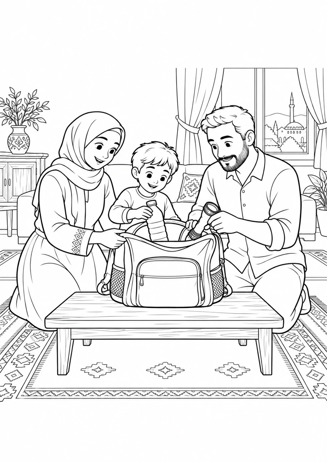 Çantamı ailemle hazırlıyorum boyama etkinliği
